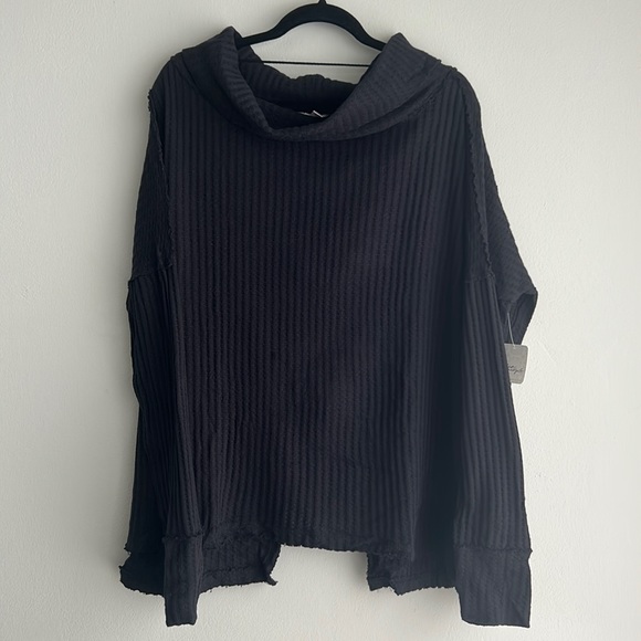 NWT Free People Juicy Long Sleeve Open Back Top Black Large - Picture 3 of 10